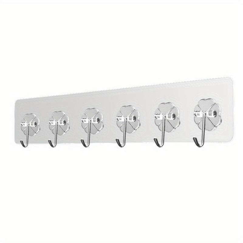 2pcs Heavy Duty Wall Hooks for Hanging Clothes and Towels Adhesive Hooks Clear