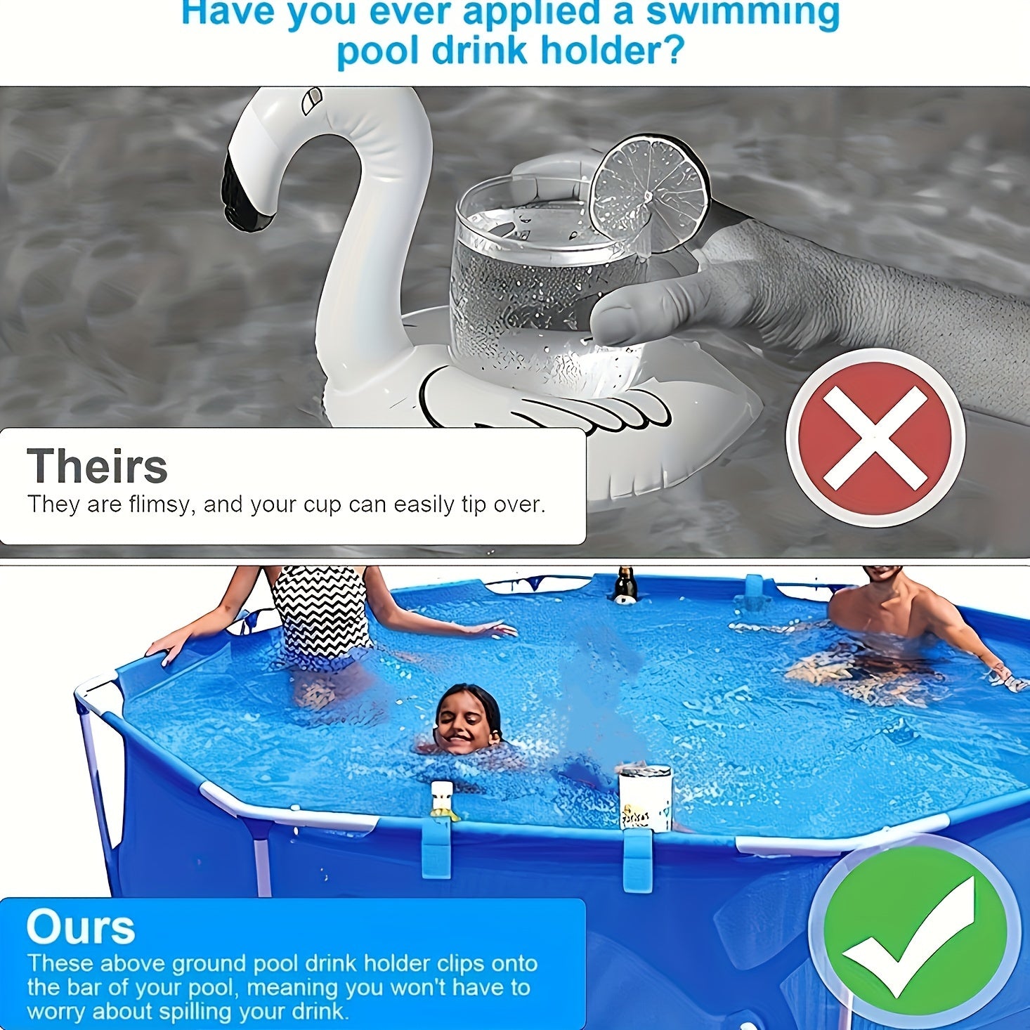 2pcs Water Cup Holder Plastic Cup Rack for Outdoor Swimming Pool Car