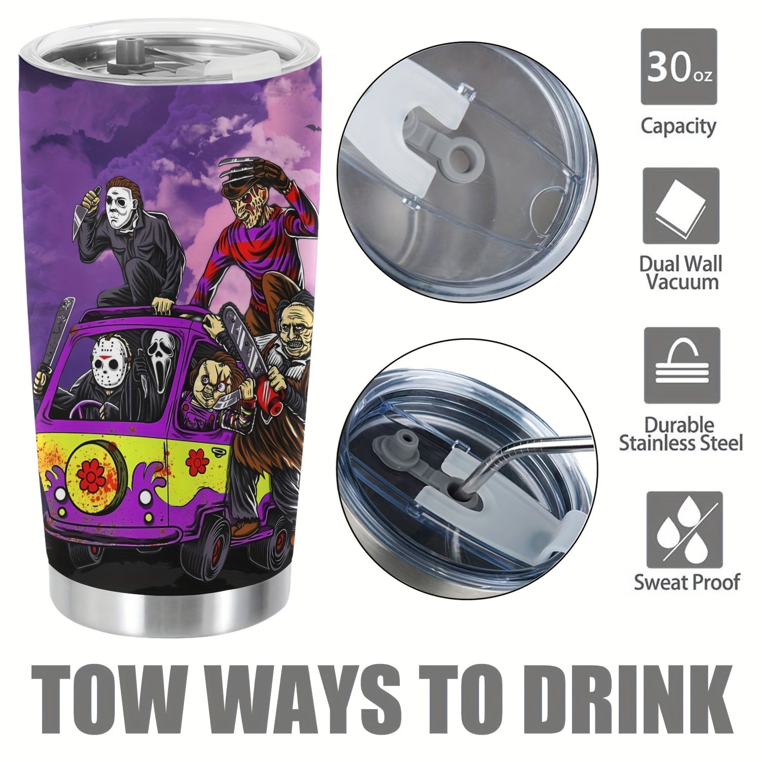 20oz Halloween Stainless Steel Tumbler - Double Wall Vacuum Insulated Travel Mug