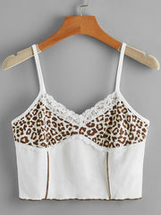 Leopard Print Crop Tank Top Y2K Sleeveless Tank Top For Summer