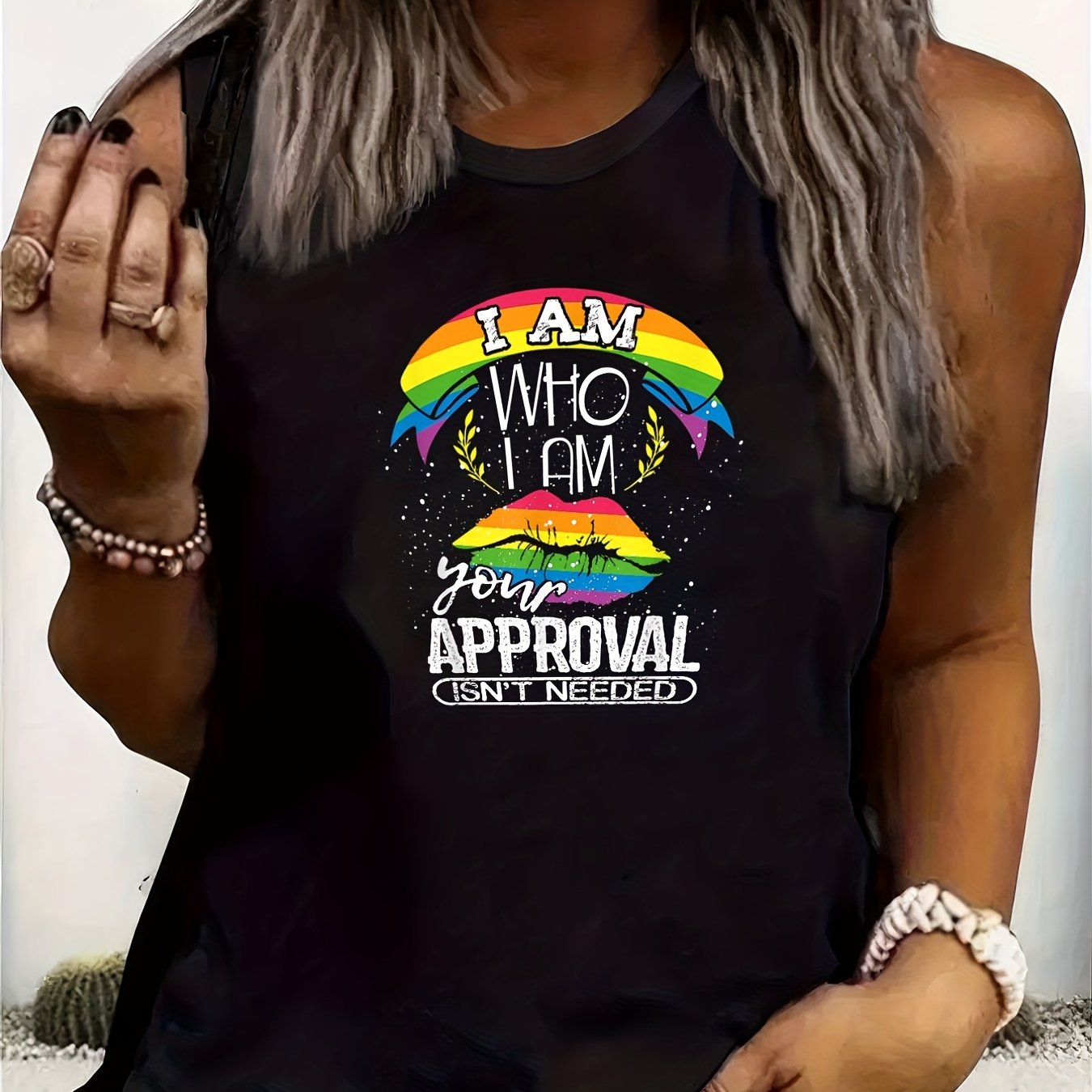 LGBT Casual Tank Top Women's Plus Rainbow Print Tank Top