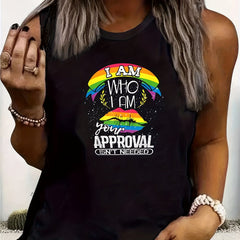LGBT Casual Tank Top Women's Plus Rainbow Print Tank Top