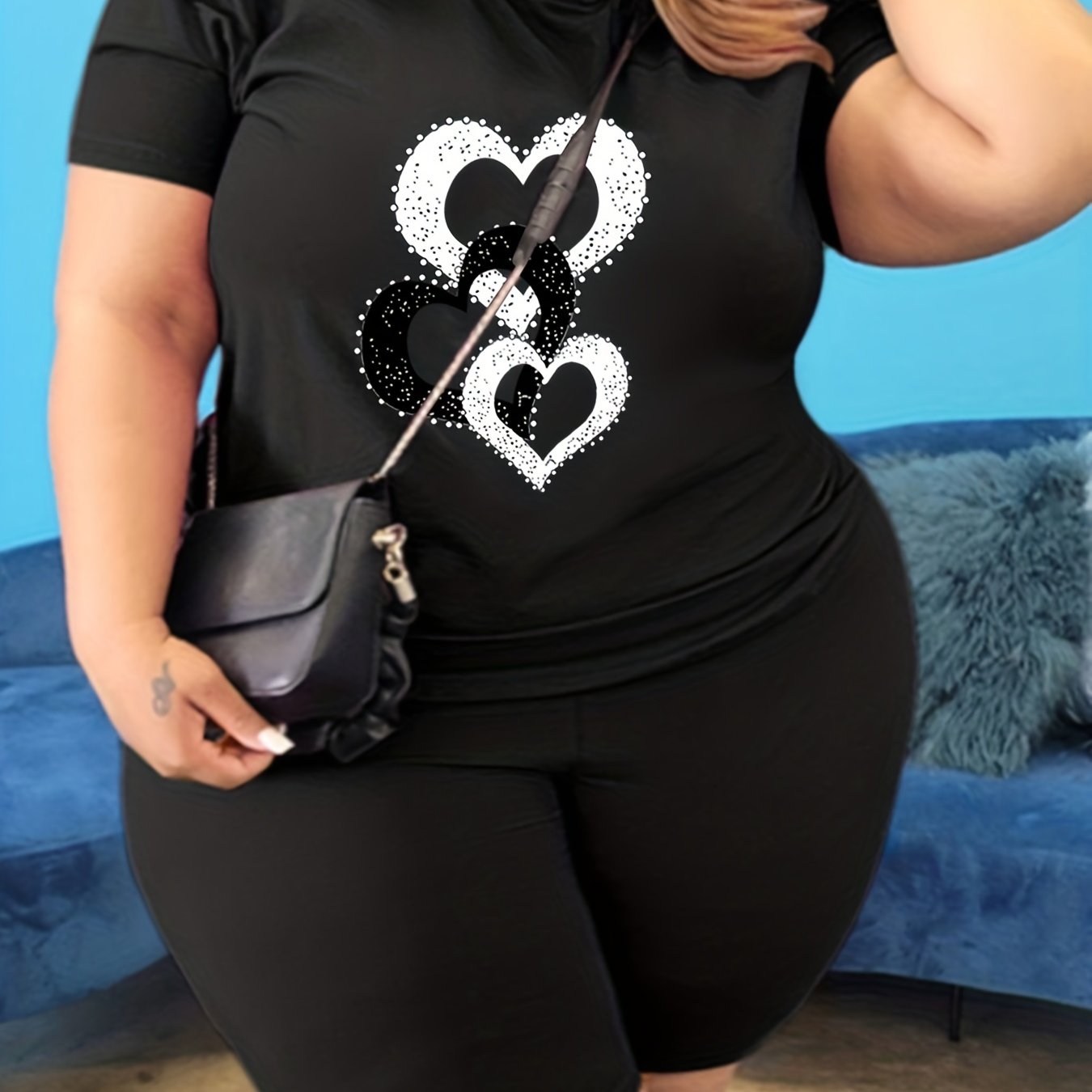 Heart Print Top & Shorts Set