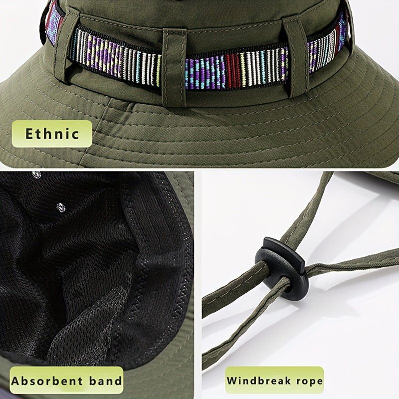 Western Cowboy Sun Protection Bucket Hat for Outdoor Travel Fishing