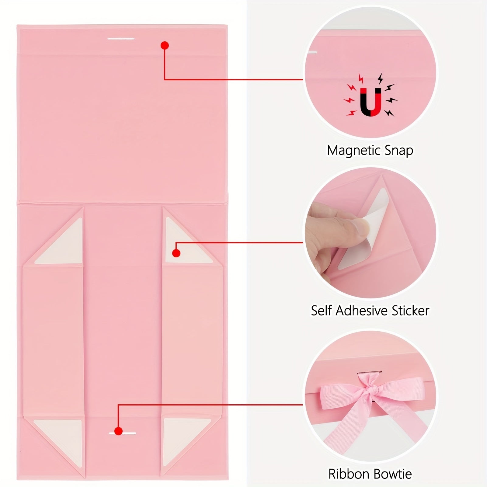 Pink Small Gift Box with Ribbon - Ideal for Christmas & Birthdays