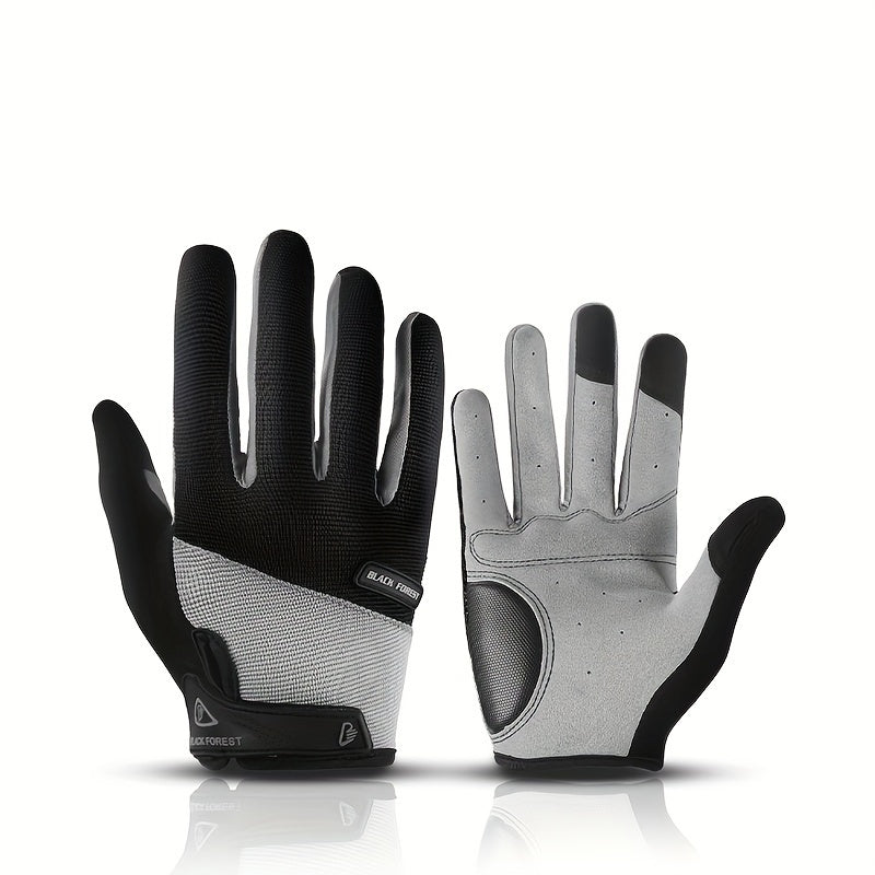 Full Finger Cycling Gloves Anti Slip Touch Screen Shock Absorption