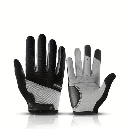 Full Finger Cycling Gloves Anti Slip Touch Screen Shock Absorption