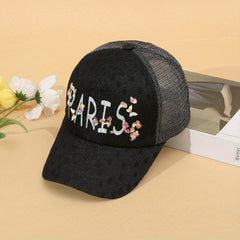 Butterfly Silk Print Couple Mesh Sunshade Sports Cap