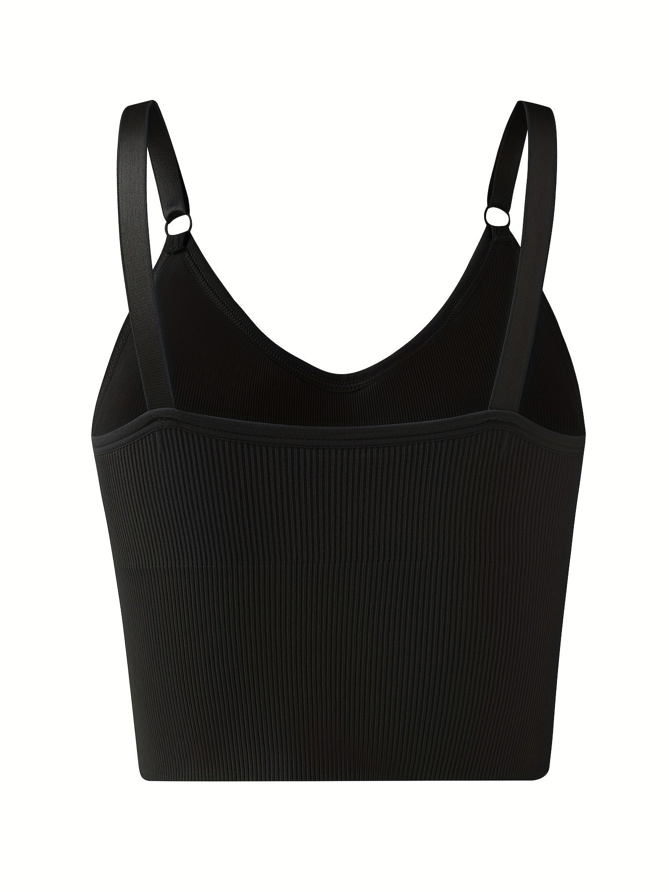 2pcs Solid Ribbed Wireless Bras Comfy & Breathable Yoga Sports Bra