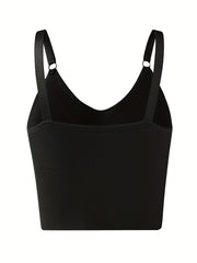 2pcs Solid Ribbed Wireless Bras Comfy & Breathable Yoga Sports Bra