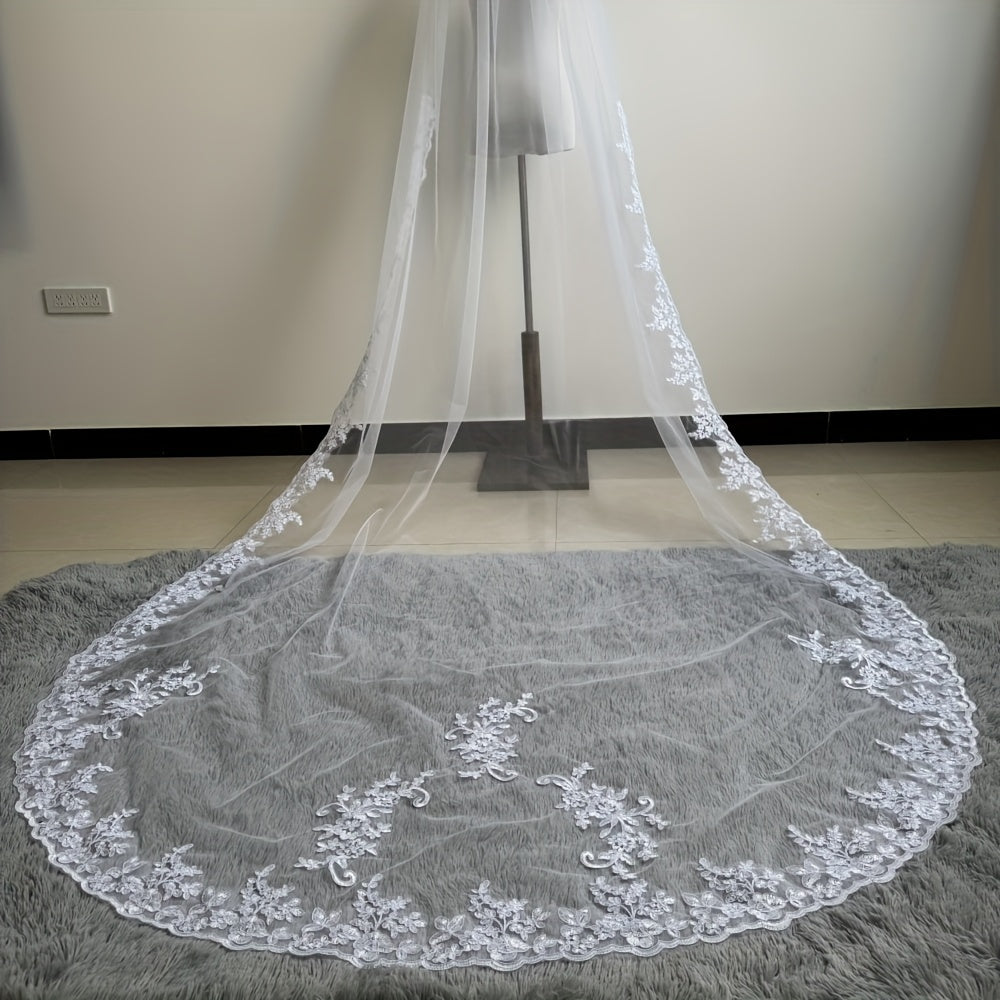 Lace Edge 1T Bridal Veils 3 Meters Veu De Noiva Longo
