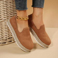 Women's Flatform Espadrilles Loafers Slip On Round Toe Shoes