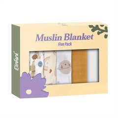 Elinfant 5pcs Set Bamboo Baby Bibs Soft Saliva Towel 60x60cm