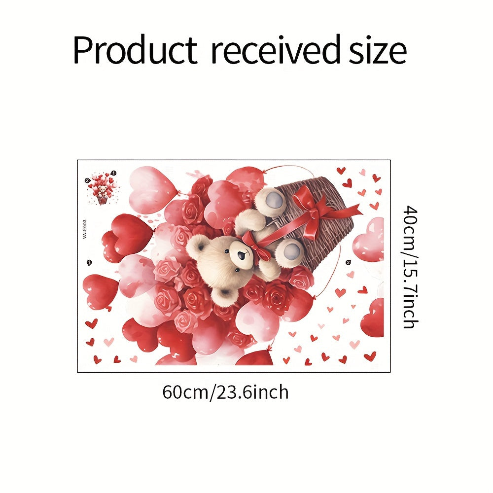 Rose Love Balloon Bear Wall Stickers Romantic Decor