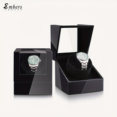 Embers Luxury Single Watch Winder Wooden Shaker Box Glass Storage Case