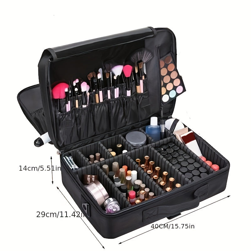Pro Travel Makeup Case w/ Adjustable Dividers & Shoulder Strap