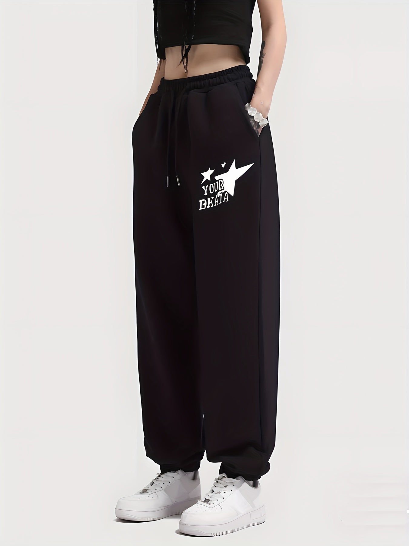 Women's Personality Print Sweatpants Casual Drawstring Sports Pants