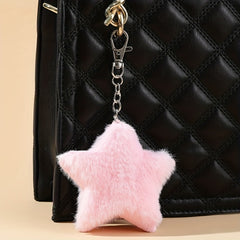 Plush Pentagram Keychain for Women Girls