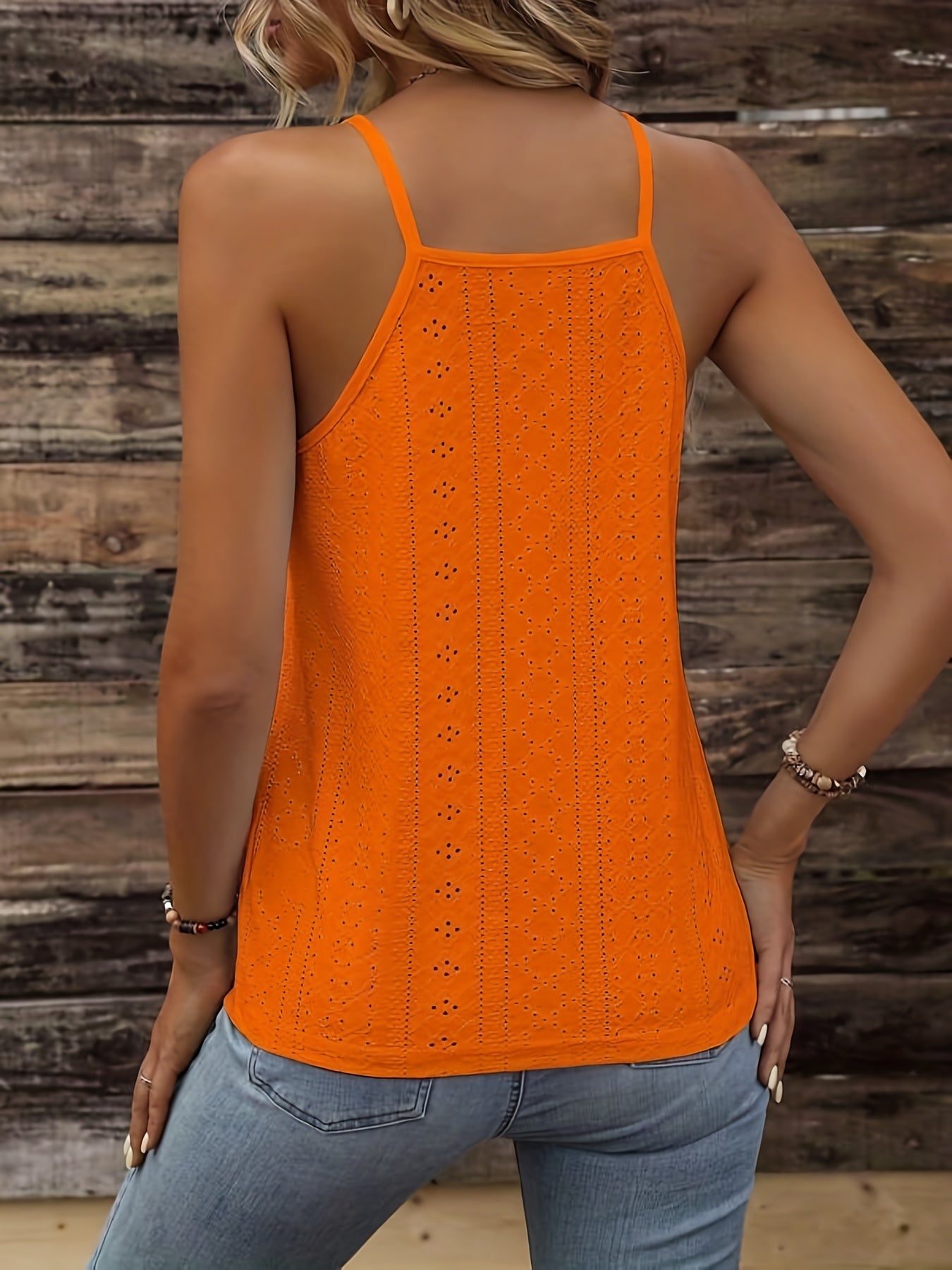 Eyelet Embroidery Cami Top Sleeveless Summer Top
