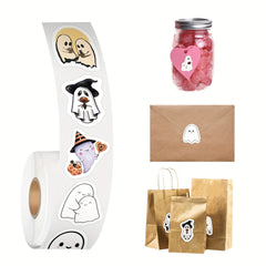 500pcs Halloween Ghost Stickers Roll Vinyl Ghost Stickers For Laptop