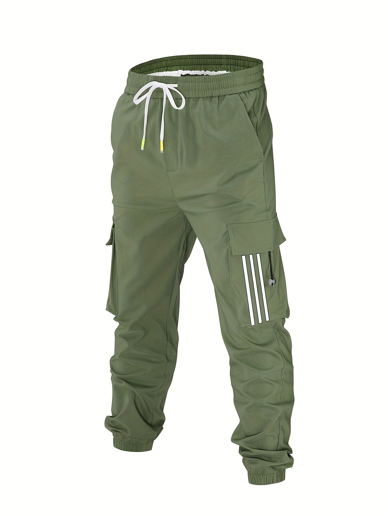 Men's Cotton Cargo Pants with Drawstring, Outdoor Joggers Spring Summer