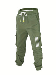 Men's Cotton Cargo Pants with Drawstring, Outdoor Joggers Spring Summer