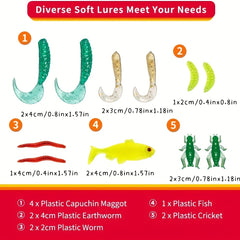 23pcs Fishing Lures Kit Tackle Box for Bass Trout Salmon Fishing Accessories
