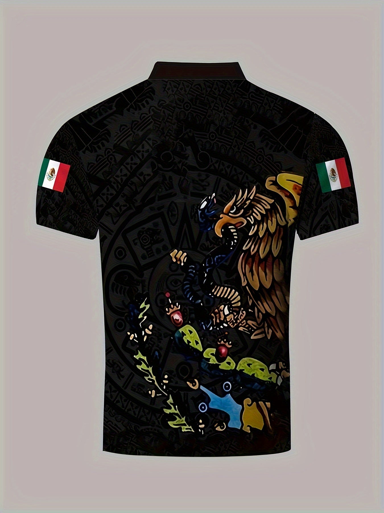 Eagle Snake Pattern Men's Casual Short Sleeve Shirt