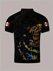 Eagle Snake Pattern Men's Casual Short Sleeve Shirt