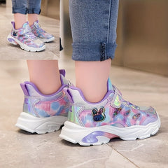 Girl's Hook And Loop Fastener Running Shoes