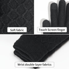 Winter Warm Gloves Double Layer Plus Velvet Thickened Knitted Gloves