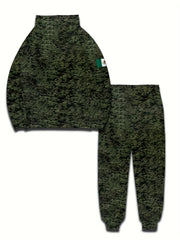 Mexico Eagle Snake Print Men's 2pcs Hoodie & Sweatpants Set
