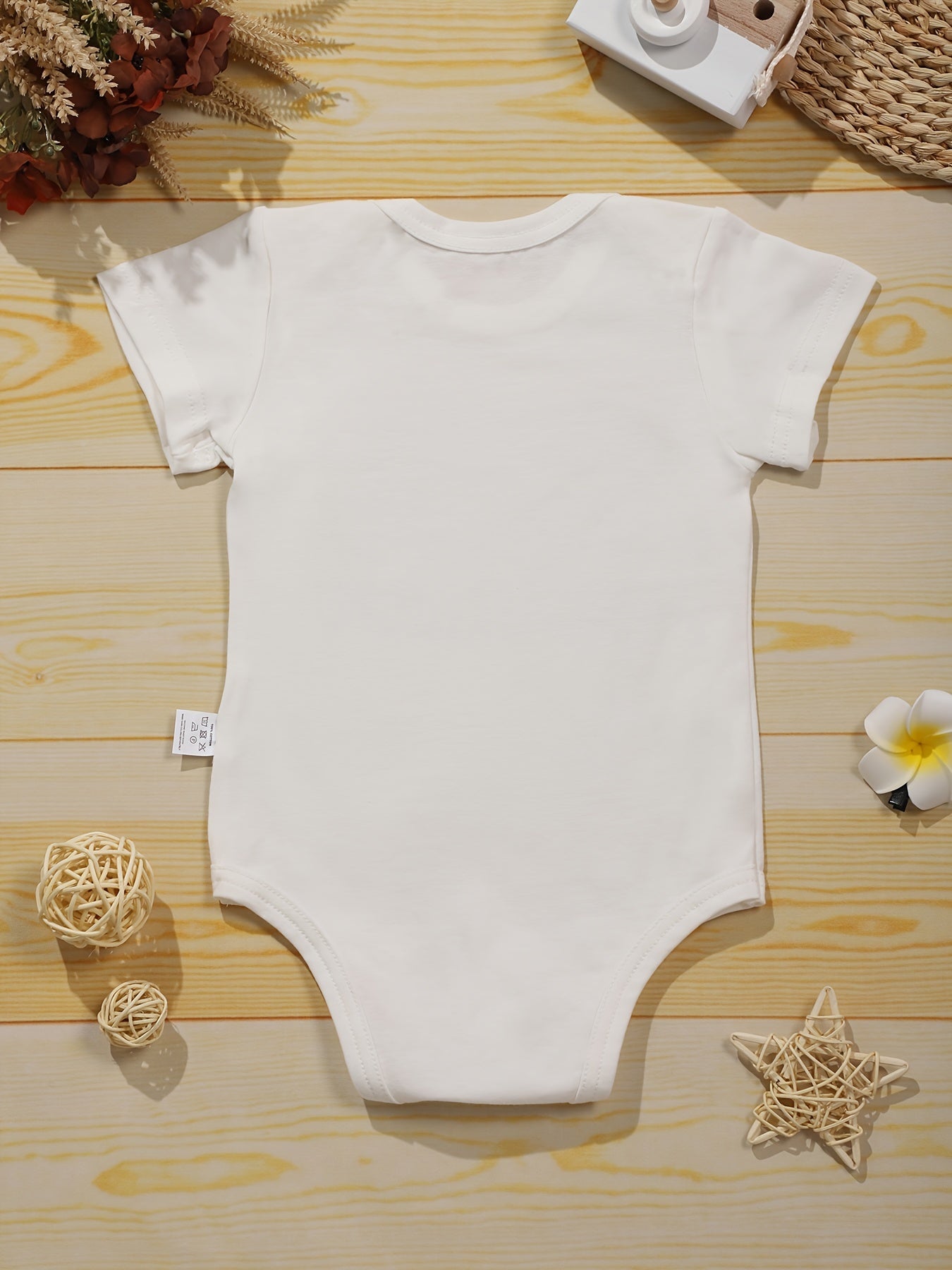 Baby Girls I m Print Romper Short Sleeve Cotton Bodysuit for Summer