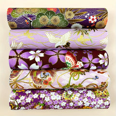 5pcs Japanese Style Purple Flower Cotton Quilting Fabric DIY Clipping Cloth