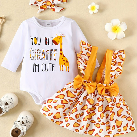 Baby Girls Giraffe Bodysuit & Deer Skirt Set