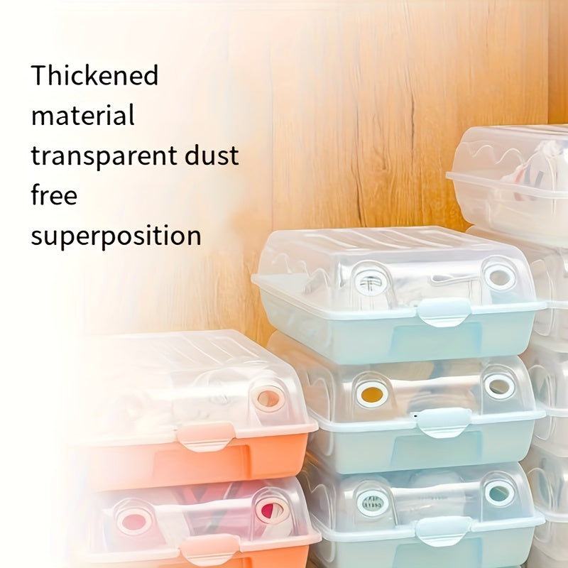 6pcs Plastic Shoe Boxes With Door Storage Organizer
