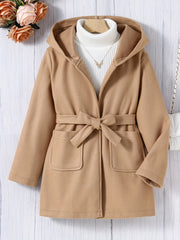 Girls' Casual Hooded Overcoat Tunic Fleece Warm Winter Coat