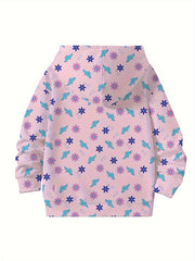 Butterfly Graphic Hooded Pullover Girls Sports Clothes