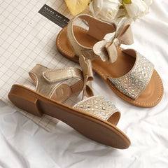Girls Bowknot Open Toe Sandals Lightweight Indoor Outdoor Summer