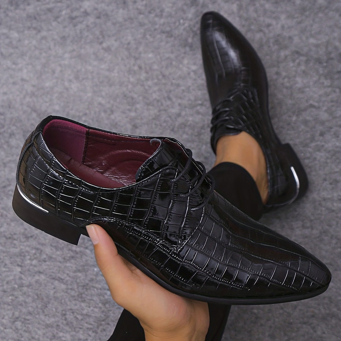 Men's Plaid Pattern Derby Shoes Lace Up Wedding Party Business