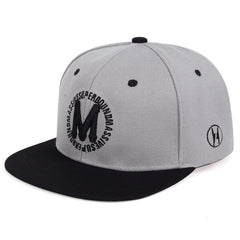M Embroidery Snapback Hat Hip Hop Solid Casual Baseball Cap Unisex