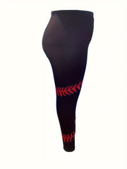 Sporty Leggings Women's High Rise Rice Print Elastic Leggings