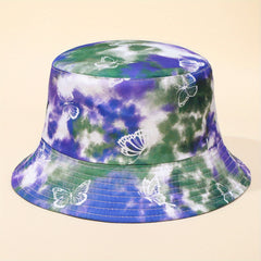 Butterfly Tie Dye Print Bucket Hat Hip Hop Basin Hat Casual Couple Fisherman Cap
