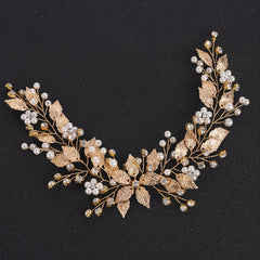Faux Pearl Leaf Hairband Headband Rhinestone Wedding Hair Accessory