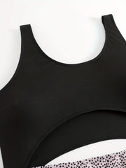 Polka Dot Cut Out One Piece Swimsuit