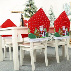 1pc Christmas Chair Cover Santa Claus Snowman Dining Chair Sofa Cover