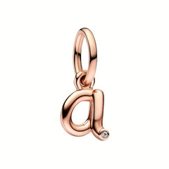 Artistic Letter Pendant Rose Golden Zircon Charm for Bracelet Necklace