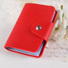 24 Card Slots Double-sided Card Case Solid Leather Wallet PVC Lady Card Holder
