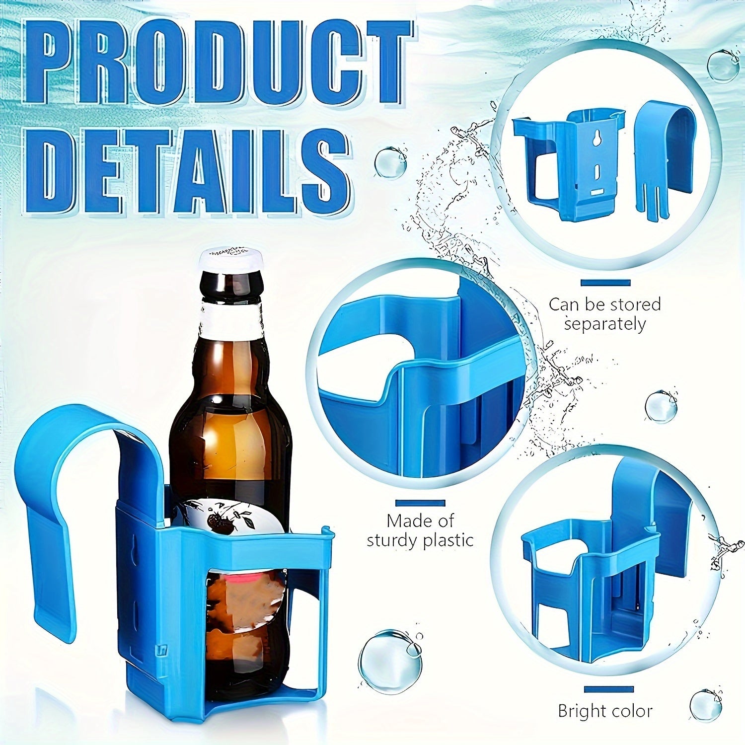 2pcs Water Cup Holder Plastic Cup Rack for Outdoor Swimming Pool Car