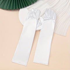 Satin Gloves for Women - Mid Length Elastic Party Prom Gloves